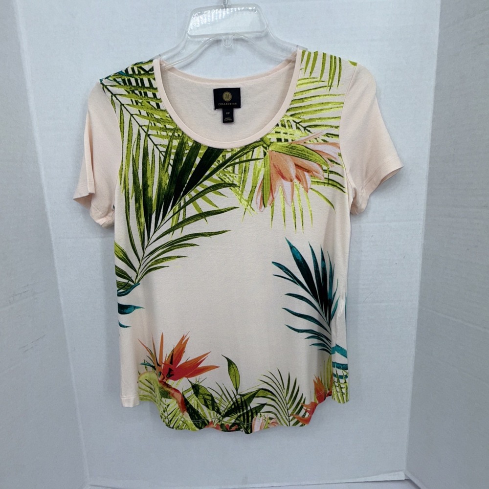 JM Collection Women‎ PP  Hawaiian Floral Palm Top Summer Beach Resortwear Vacay - Picture 7 of 7